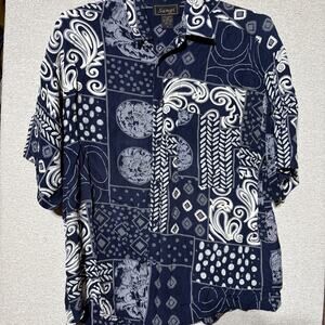 Vintage SANGI USA 1990's Men's Abstract Print Shirt Size Large Short Sleeve